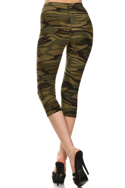 sueded green camo capri legging
