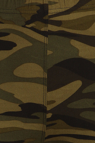 sueded green camo capri legging