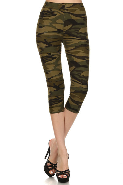 sueded green camo capri legging