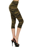 sueded green camo capri legging