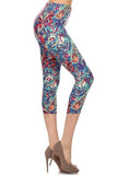 sueded larimar paisley capri legging