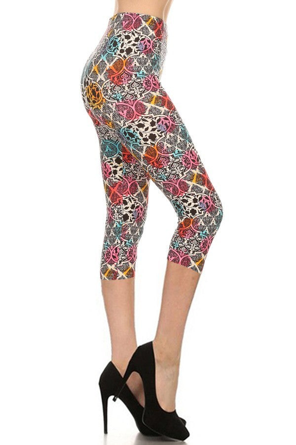 sueded mutli mosiac capri legging