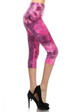 sueded taffy pink tye dye capri legging