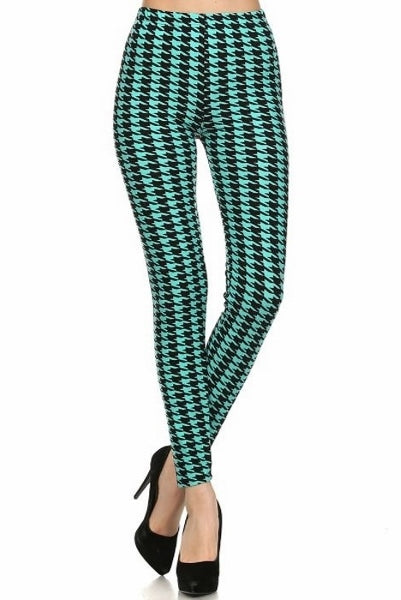 sueded teal houndstooth legging