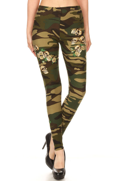 sueded camo skulls legging