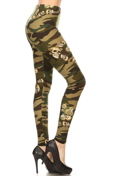 sueded camo skulls legging