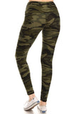 sueded high waist green camo legging