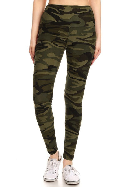 sueded high waist green camo legging