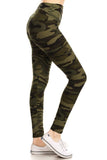 sueded high waist green camo legging