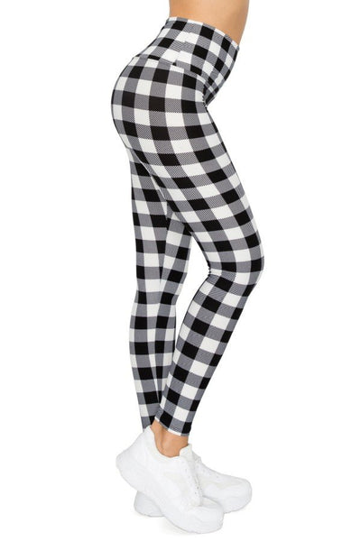 sueded high waist b/w plaid legging