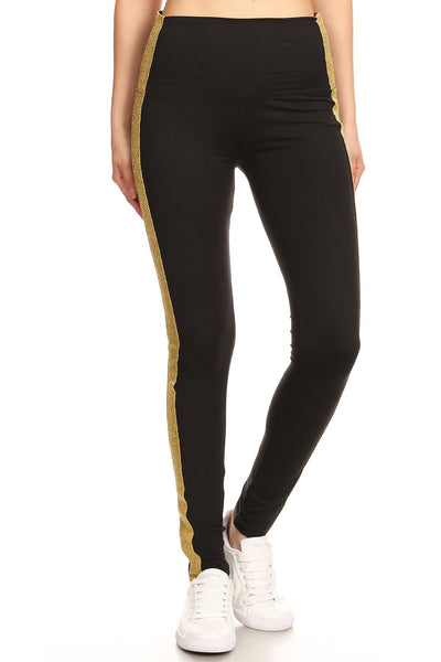 sueded high waist gold stripe legging
