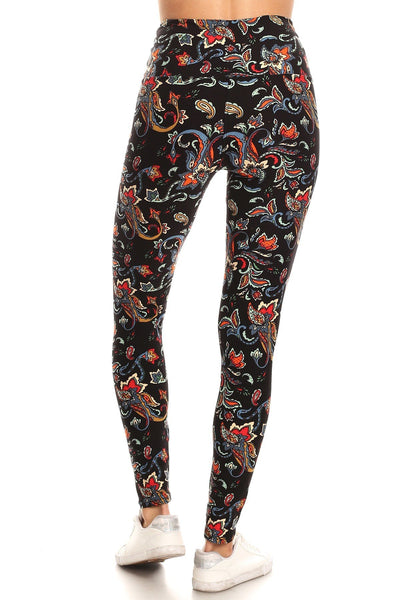 sueded high waist phoenix flower legging