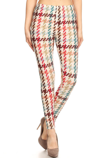 sueded graphic houndstooth legging