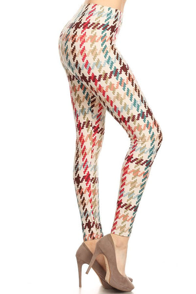 sueded graphic houndstooth legging